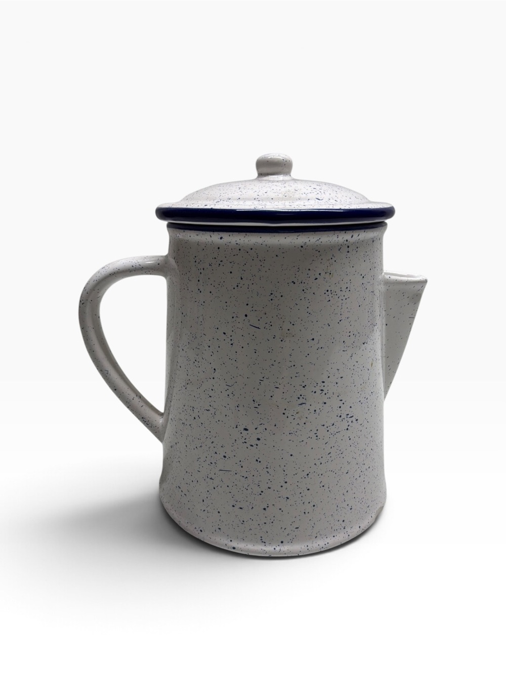Vintage Blue Harbor Blue & White Classic Ceramic Speckled/Stoneware Teapot